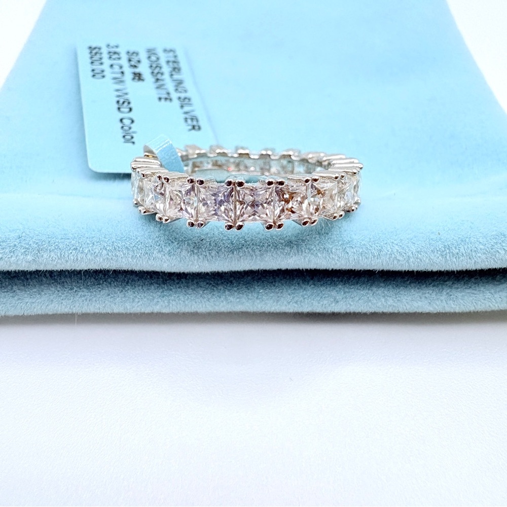 3.63ct Princess Cut Moissanite Stackable Anniversary Band – 925 Silver – Sz 6